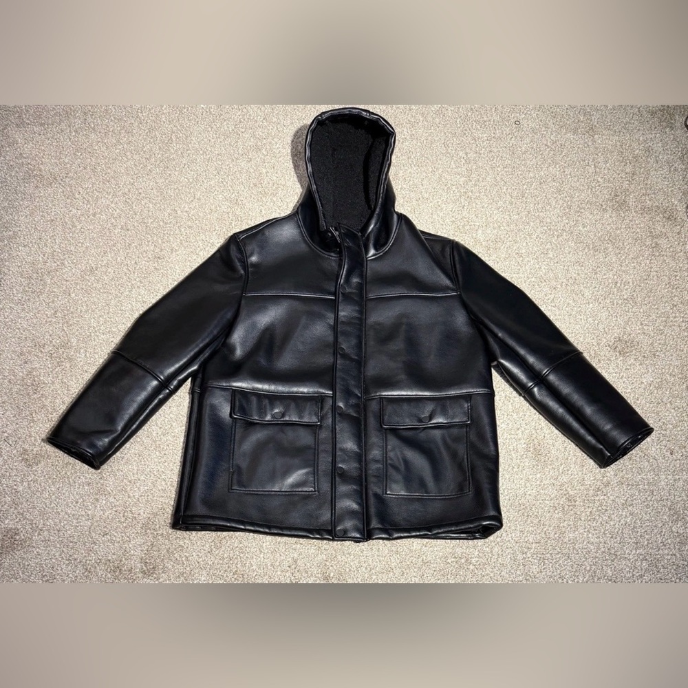 Andrew Marc Faux Leather & Faux
Shearling Men's Hooded Jacket
Coat XXL-